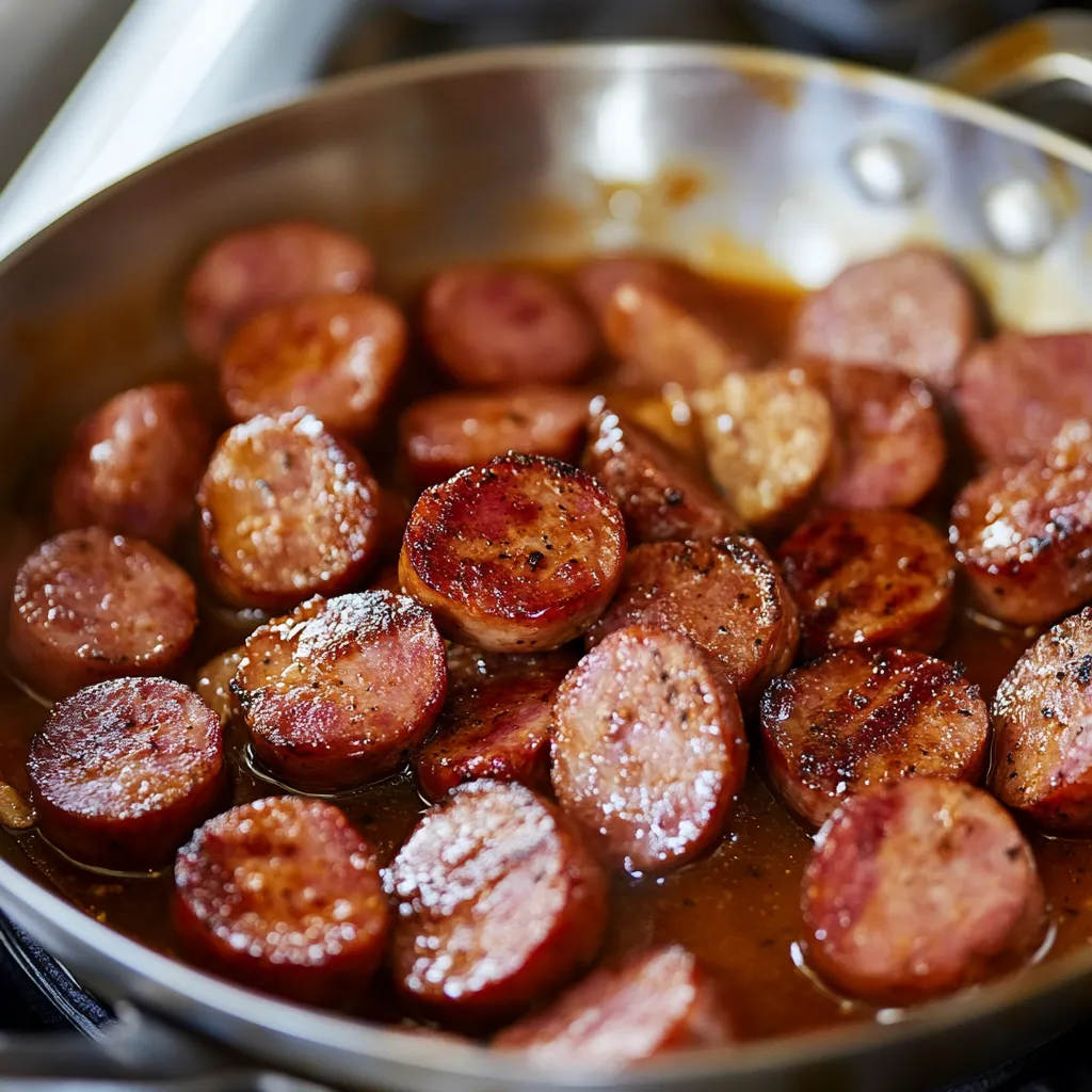 Sauté the sausage over medium heat until it is nice and brown