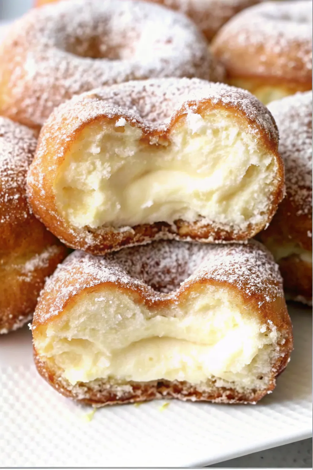 Homemade Italian doughnuts with creamy filling and sugar coating